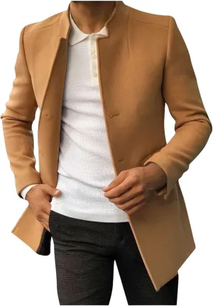 Mens Casual Lightweight Suit Blazer Jackets Stand Collar Lined Sport Coats Business Coats