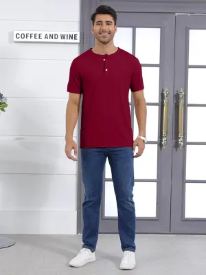 Mens Henley Shirt Dry Fit Tech 3 Button Slim Fit Quick Dry Gym Tshirt Short Sleeve Lightweight Casual T Basic Tee