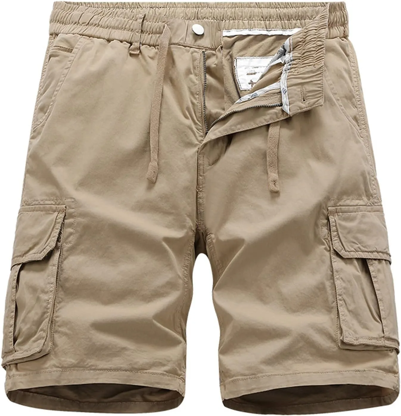 Men's Hiking Cargo Shorts Classic Elastic Waisted Lightweight Work Shorts for Men Camping Casual with Zipper Pockets