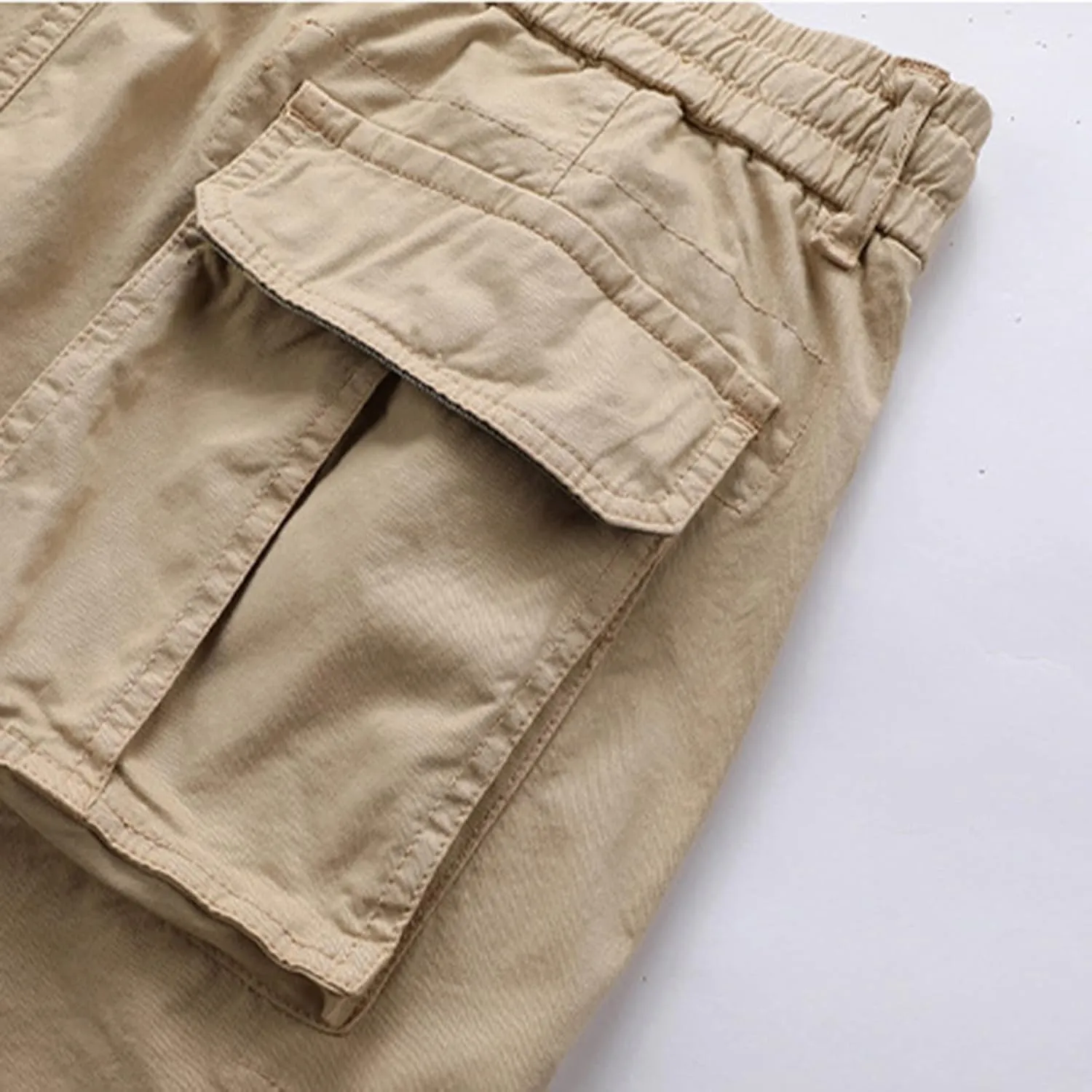 Men's Hiking Cargo Shorts Classic Elastic Waisted Lightweight Work Shorts for Men Camping Casual with Zipper Pockets