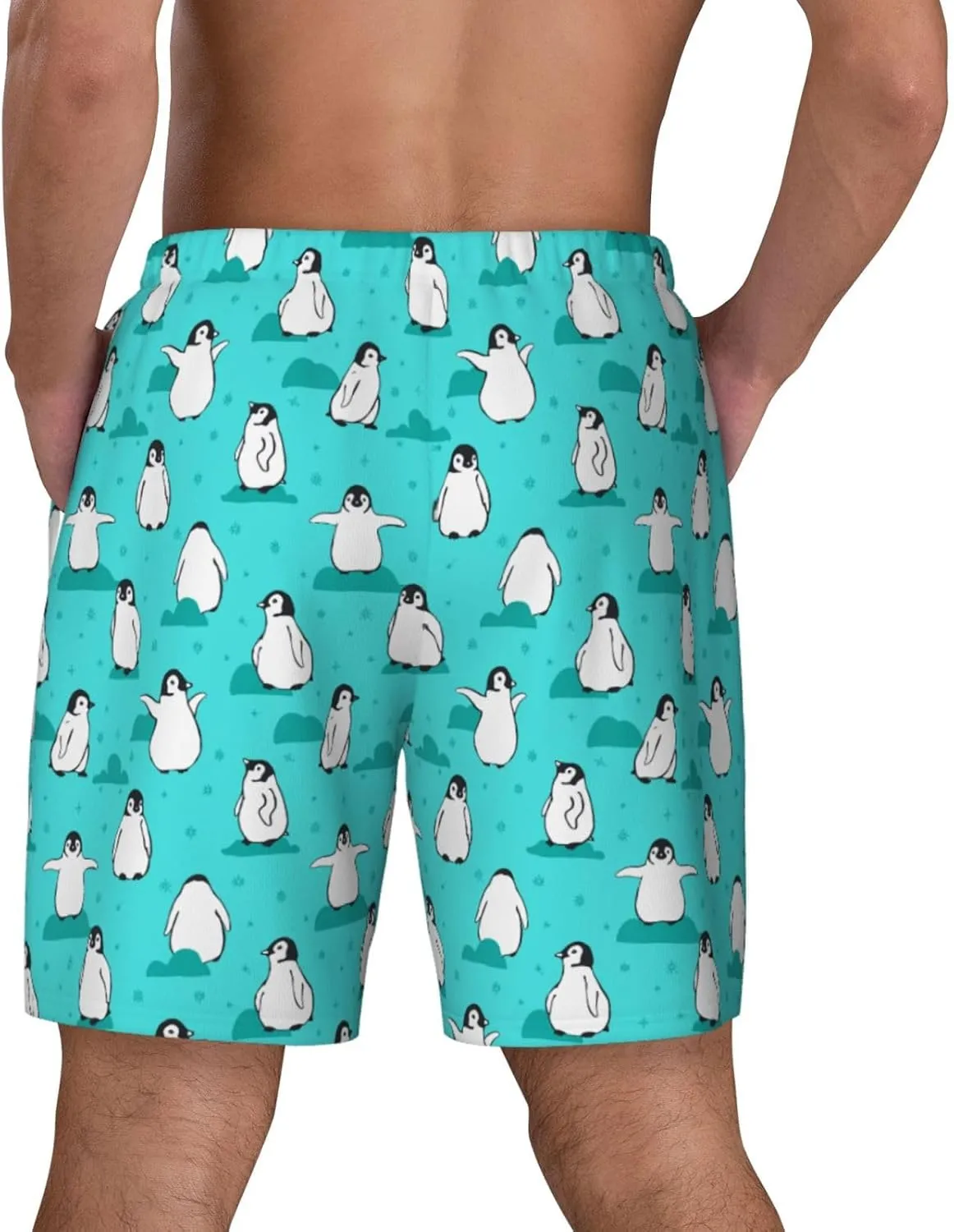 Mens Swim Trunks with Compression Liner Quick Dry Bathing Suit Stretch Swimwear Music Notes Board Shorts Beach Shorts