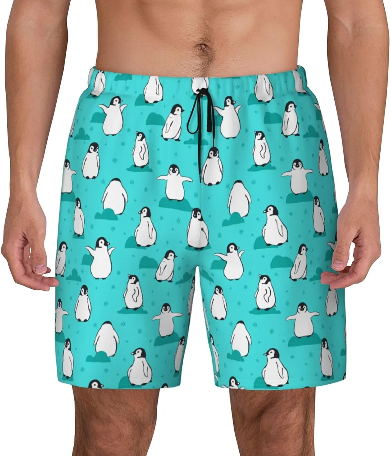 Mens Swim Trunks with Compression Liner Quick Dry Bathing Suit Stretch Swimwear Music Notes Board Shorts Beach Shorts