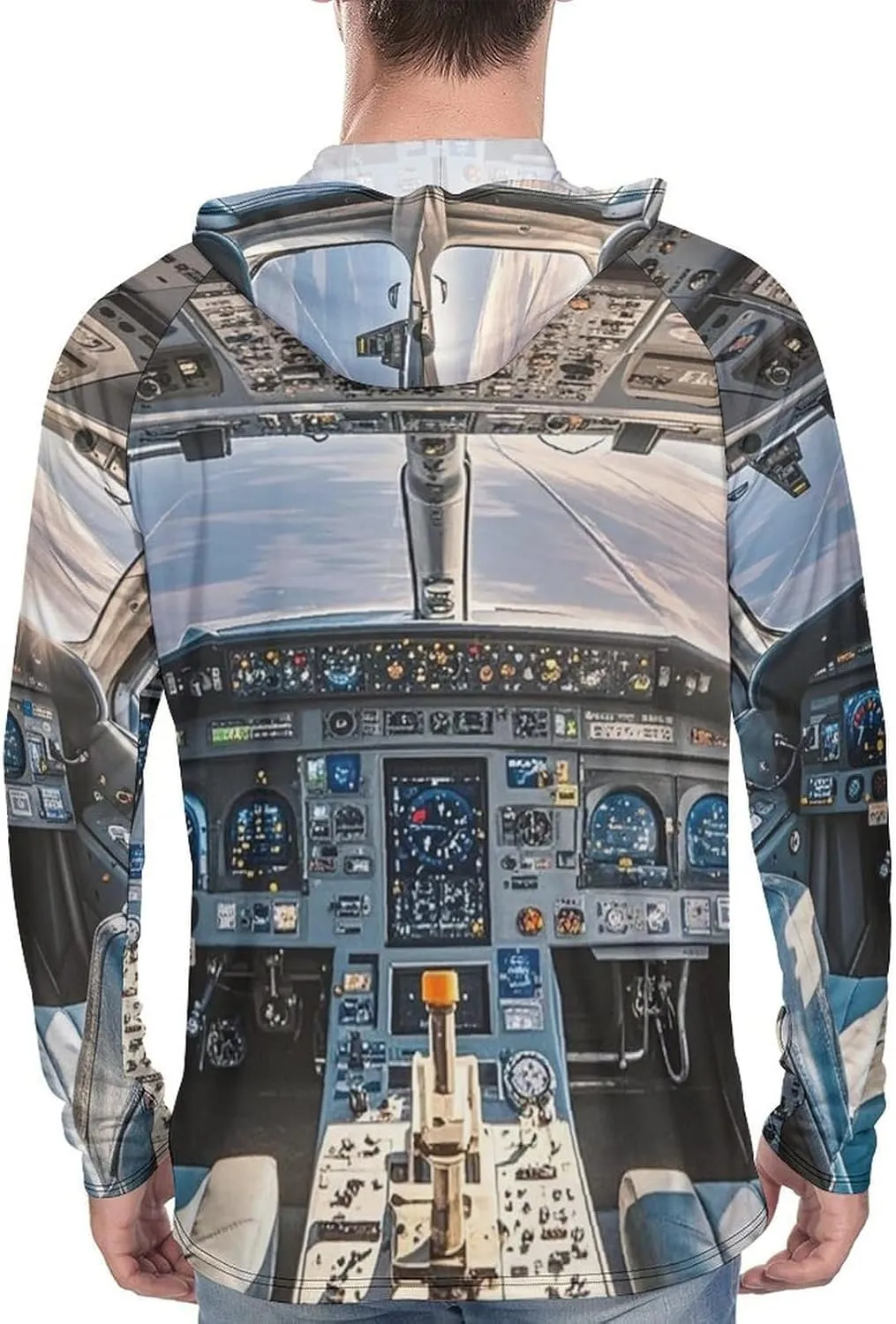 Men's UPF 50  Sun Protection Hoodie Outdoor UV Shirts Airplane Cockpit Long Sleeve Quick Dry Fishing Hiking Shirt