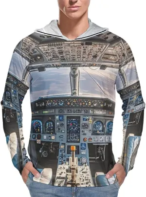 Men's UPF 50  Sun Protection Hoodie Outdoor UV Shirts Airplane Cockpit Long Sleeve Quick Dry Fishing Hiking Shirt