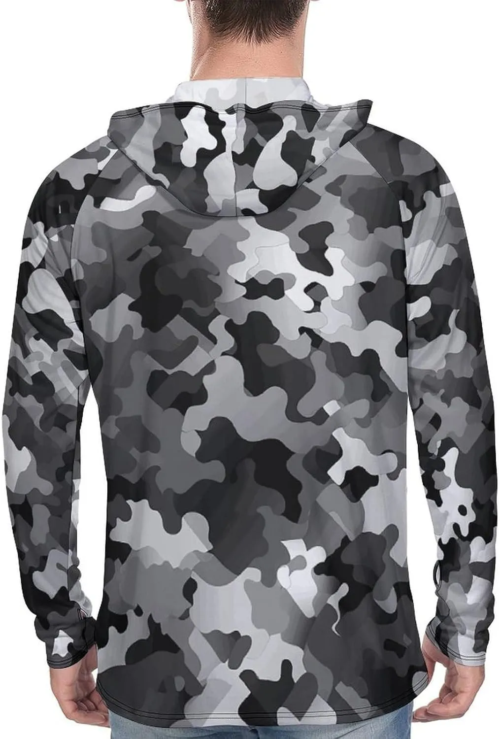 Men's UPF 50  Sun Protection Hoodie Outdoor UV Shirts Black White Gray Camouflage Long Sleeve Quick Dry Fishing Hiking Shirt