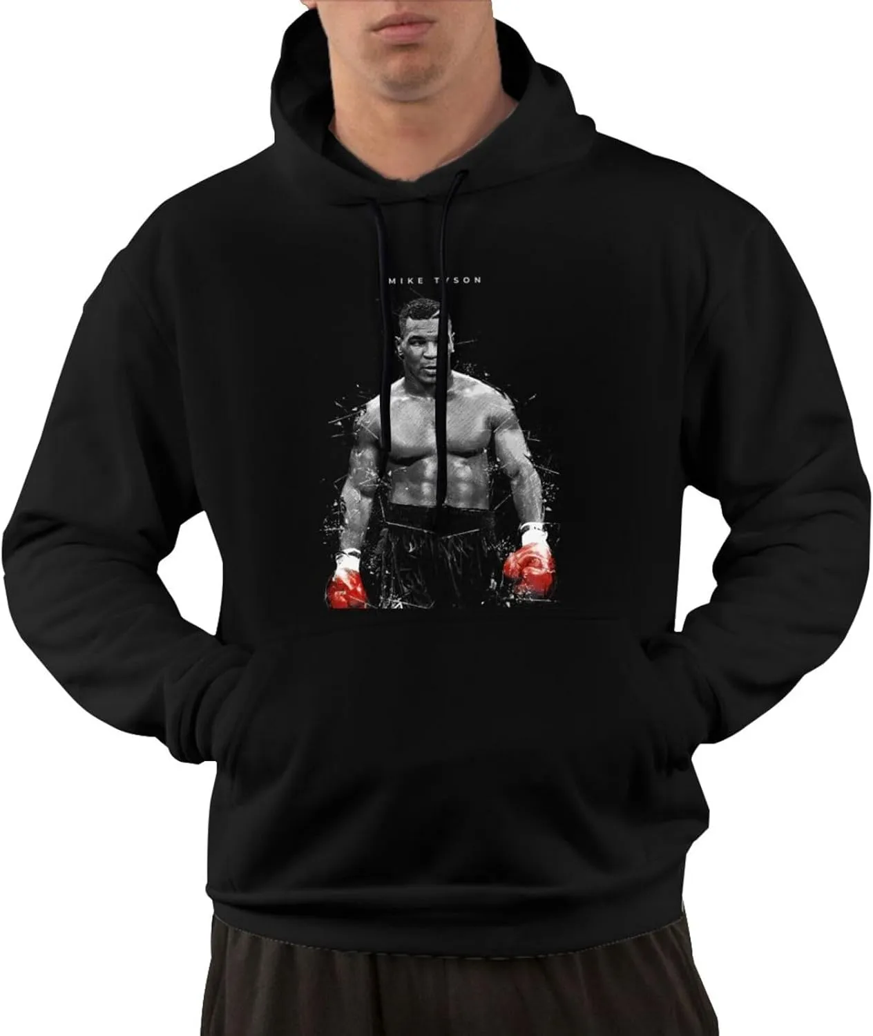 Mike Boxer Tyson World Heavyweight Champion Hoodie Men Sweatshirts Trendy Pullover Hooded Fashion Sweatshirt With Kanga Pockets For Teens Men Youth Black X-Large