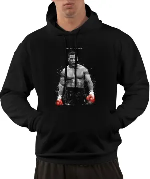 Mike Boxer Tyson World Heavyweight Champion Hoodie Men Sweatshirts Trendy Pullover Hooded Fashion Sweatshirt With Kanga Pockets For Teens Men Youth Black X-Large