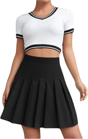 Milumia Women Pleated High Waisted Short Skirt Side Zipper A Line Tennis