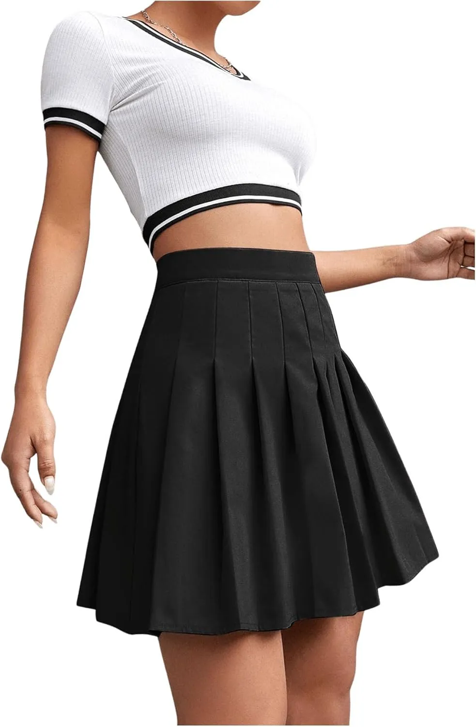 Milumia Women Pleated High Waisted Short Skirt Side Zipper A Line Tennis