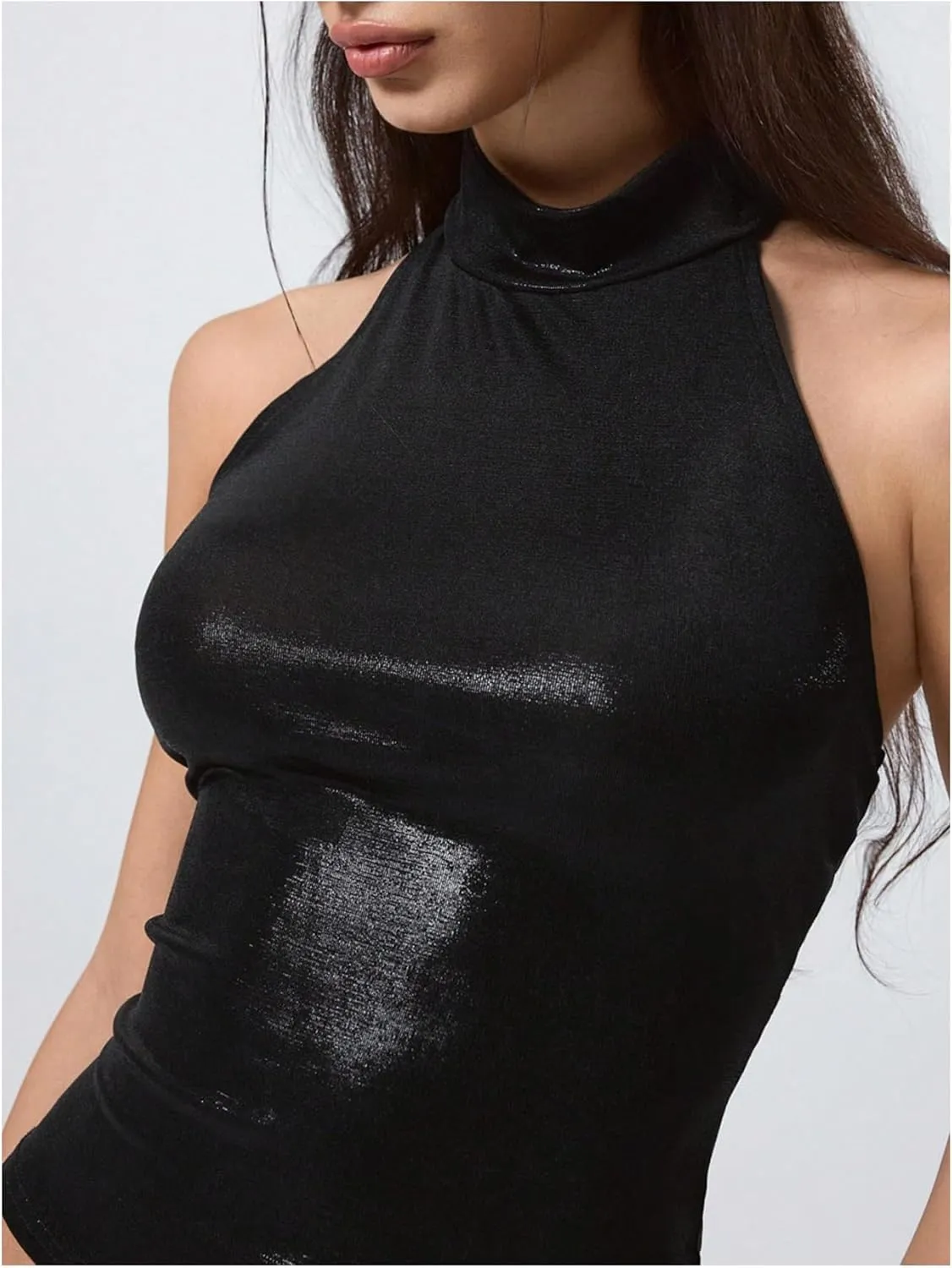 Milumia Women's Sexy Backless Halter Top Sleeveless Slim Fit Party Rave Tank Tops