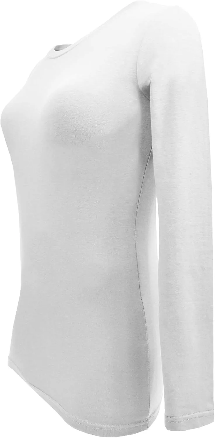 Natural Uniforms Women's Under Scrub Tee Crew Neck Long Sleeve T-Shirt-5-Pack