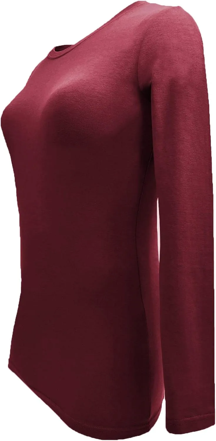 Natural Uniforms Women's Under Scrub Tee Crew Neck Long Sleeve T-Shirt-5-Pack