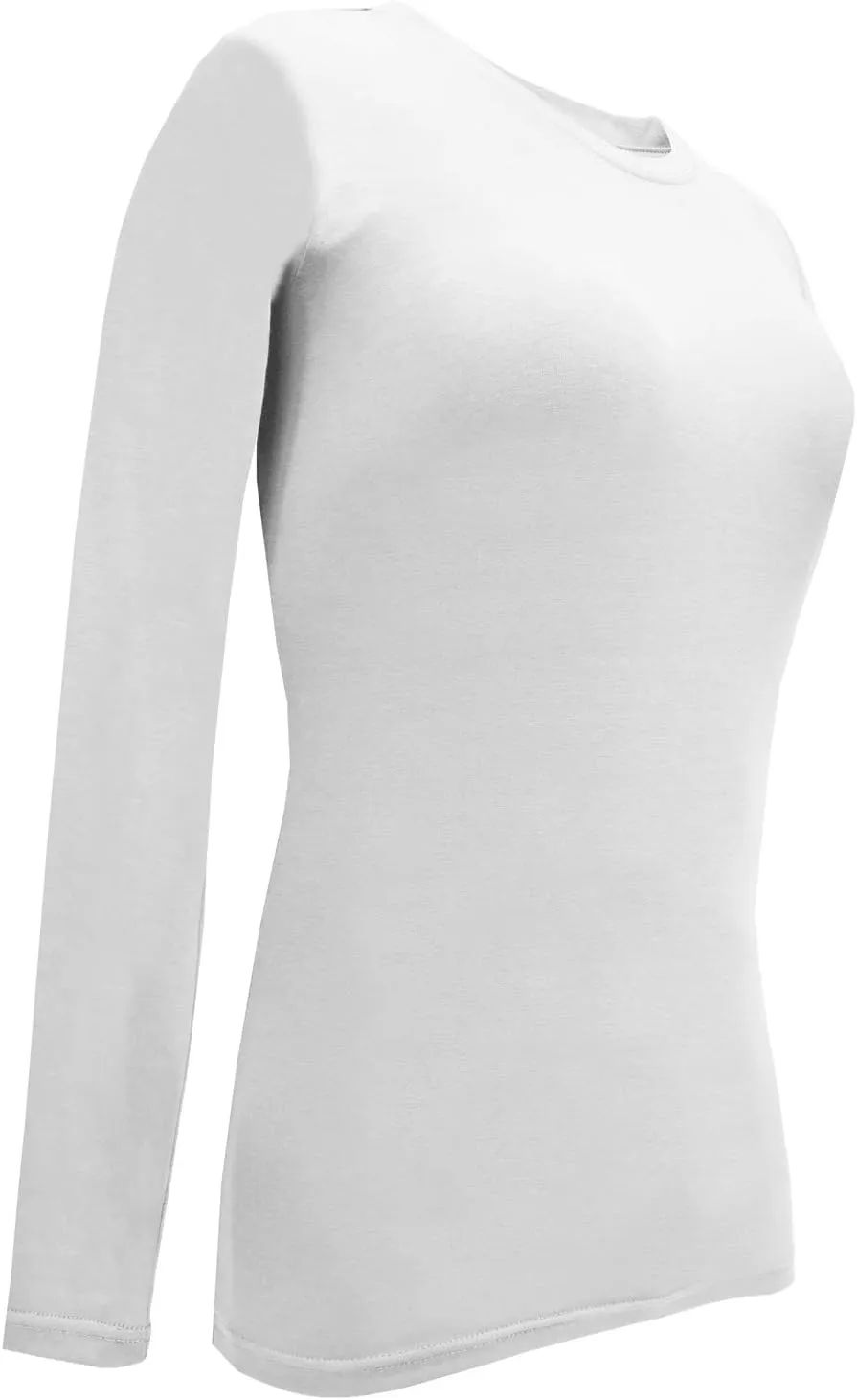 Natural Uniforms Women's Under Scrub Tee Crew Neck Long Sleeve T-Shirt-5-Pack