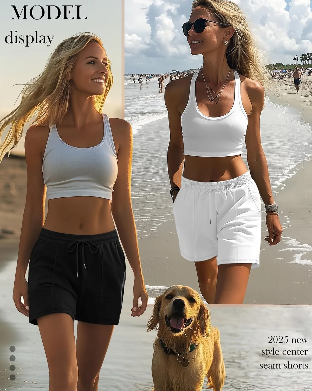 Neer 3 Pack Women's Sweat Shorts, Casual Drawstring Athletic Shorts Summer Lounge Loose Solid Active Short Pants with Pockets