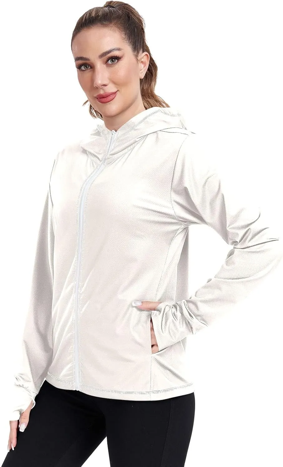 ODAWA Womens Upf Hoodie Lightweight Full Zip Running Jacket UV Cooling Hoodie Summer Clothing