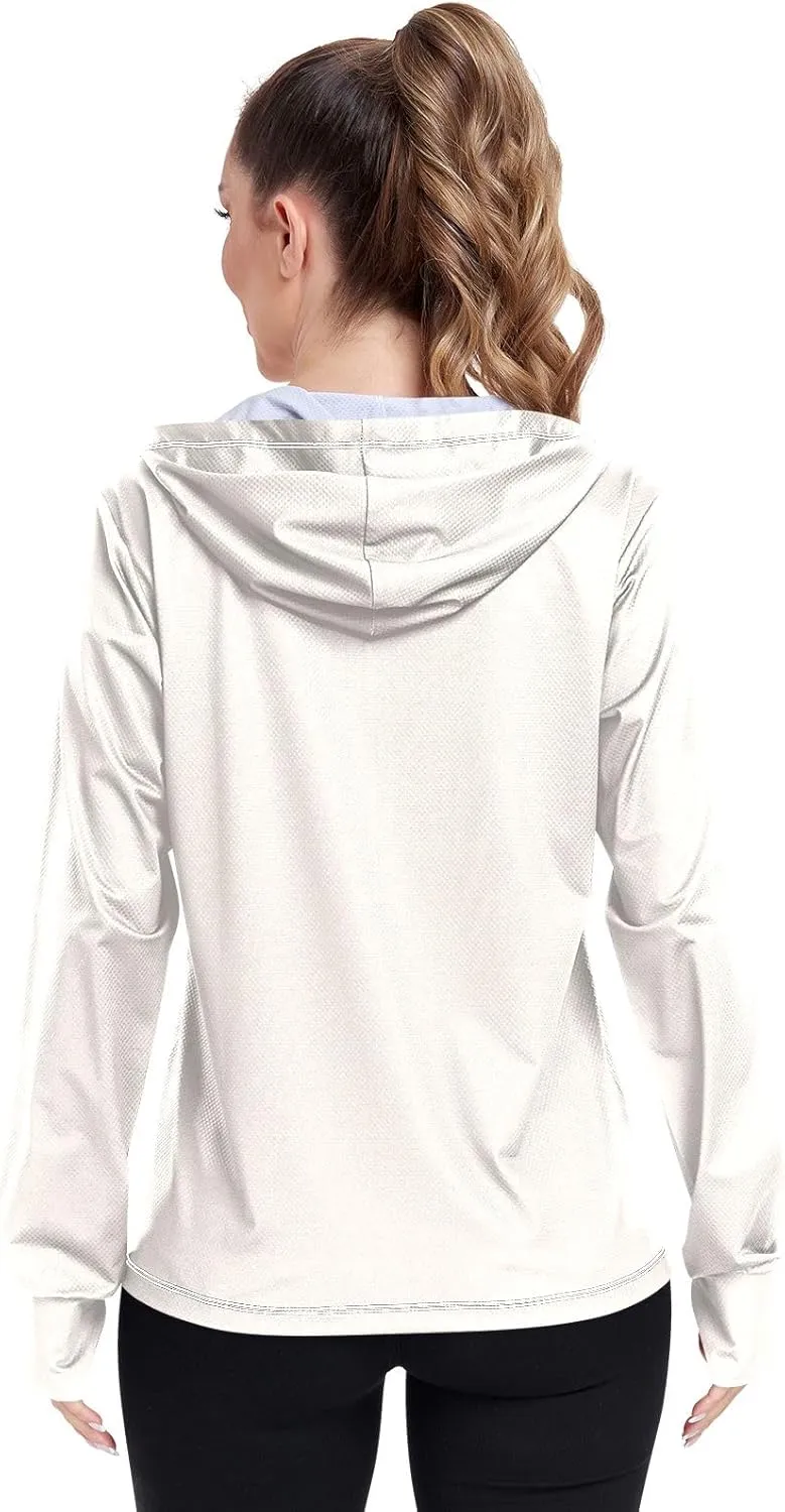 ODAWA Womens Upf Hoodie Lightweight Full Zip Running Jacket UV Cooling Hoodie Summer Clothing