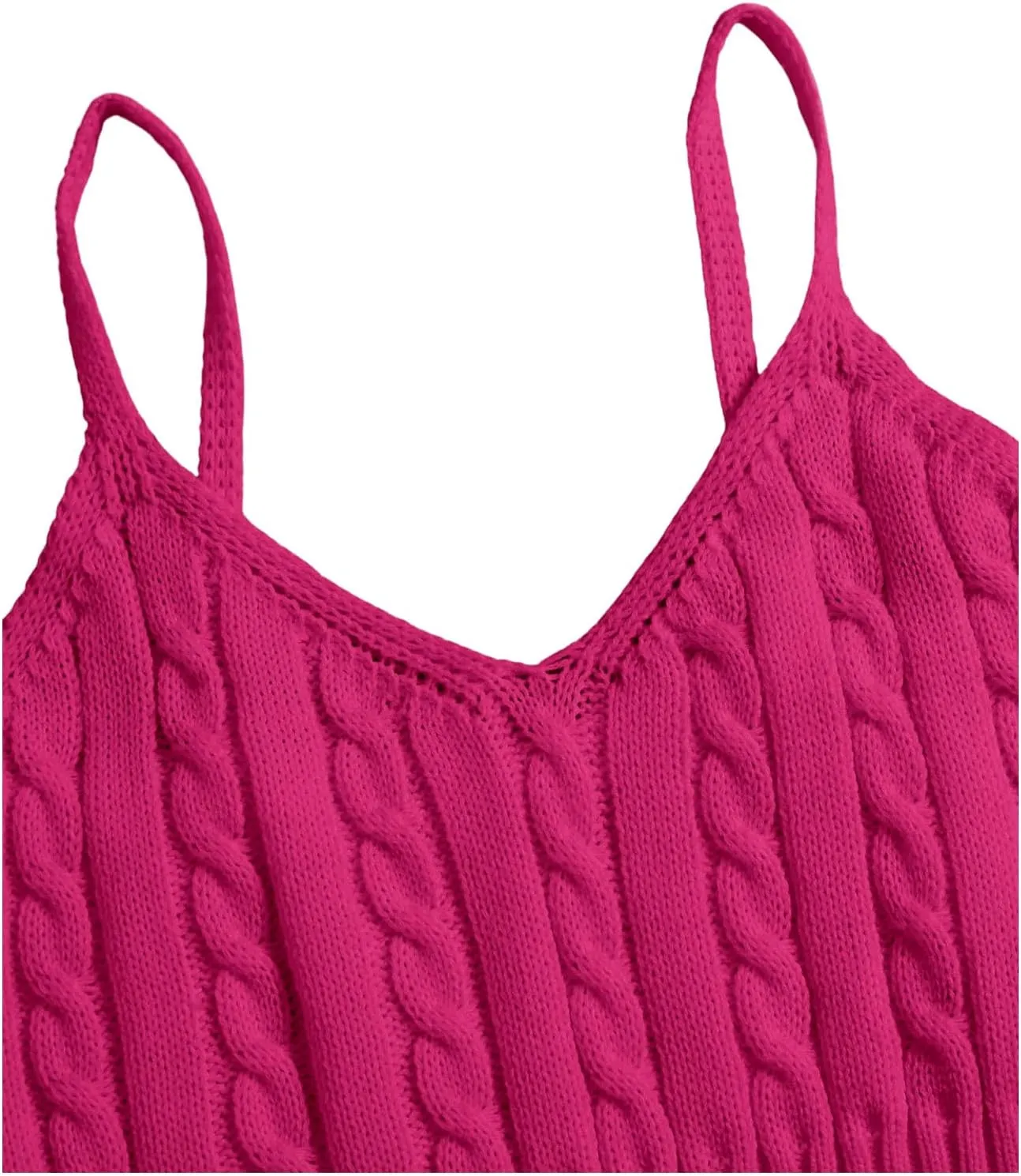 OYOANGLE Women's Ribbed Knit Cami Crop Top Spaghetti Strap Sleeveless V Neck Camisole