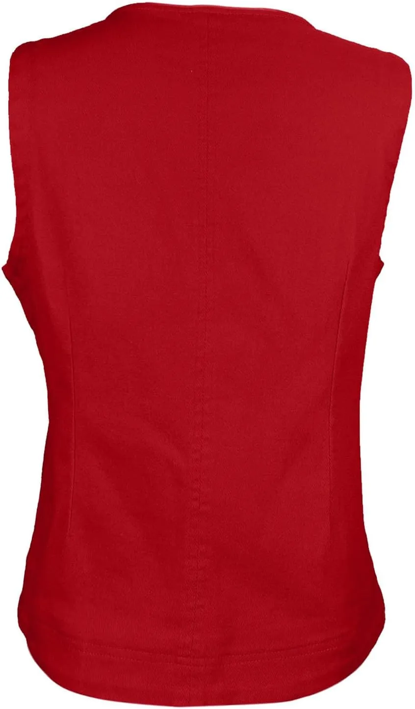 PRETTODAY Women's V Neck Denim Vest Button Down Sleeveless Casual Jean Waistcoast Top