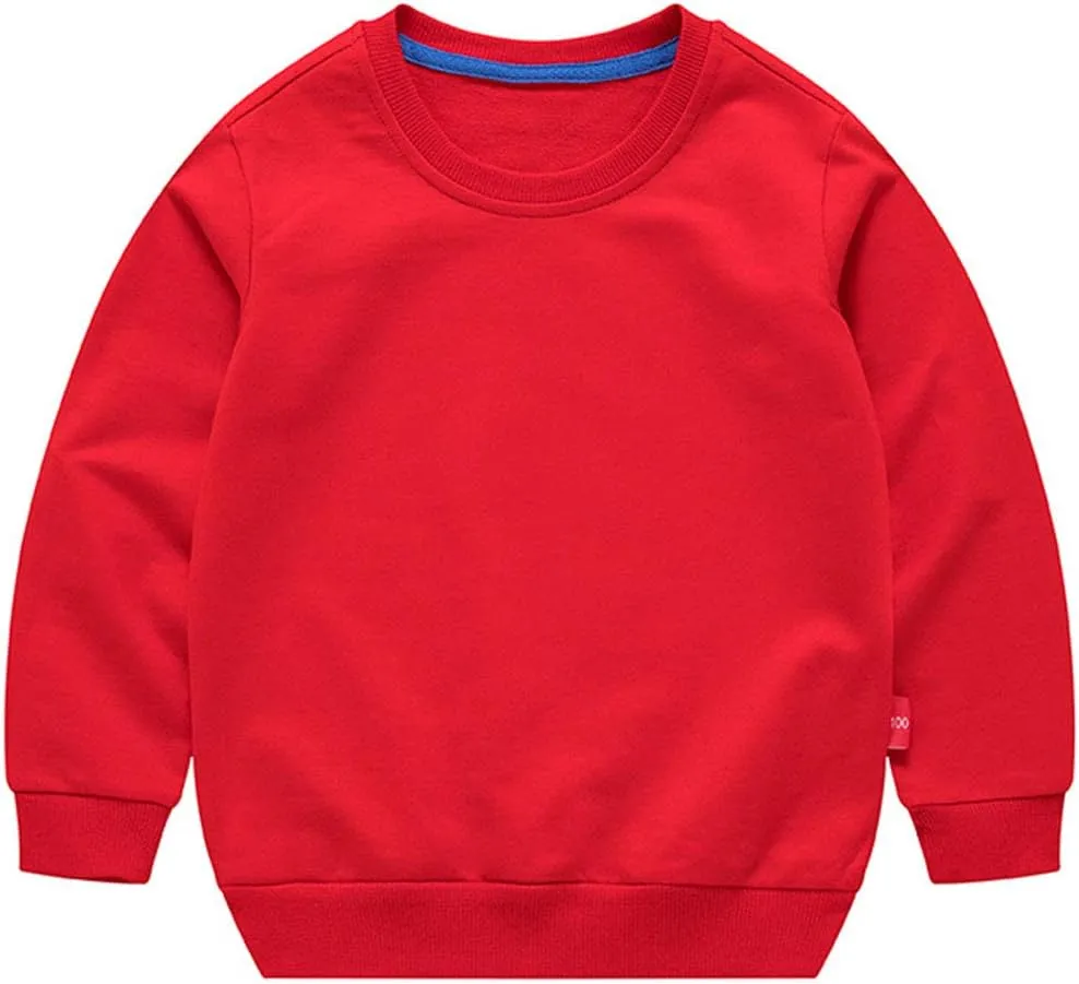 PTPuke Toddler Boys Girls Solid Cotton Thin Sweatshirt Long Sleeve top T-Shirts