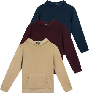 Real Essentials 3 Pack: Girls' Soft Brushed Fleece Pullover Hoodie Sweatshirt With Kangaroo Pocket (Ages 7-16)