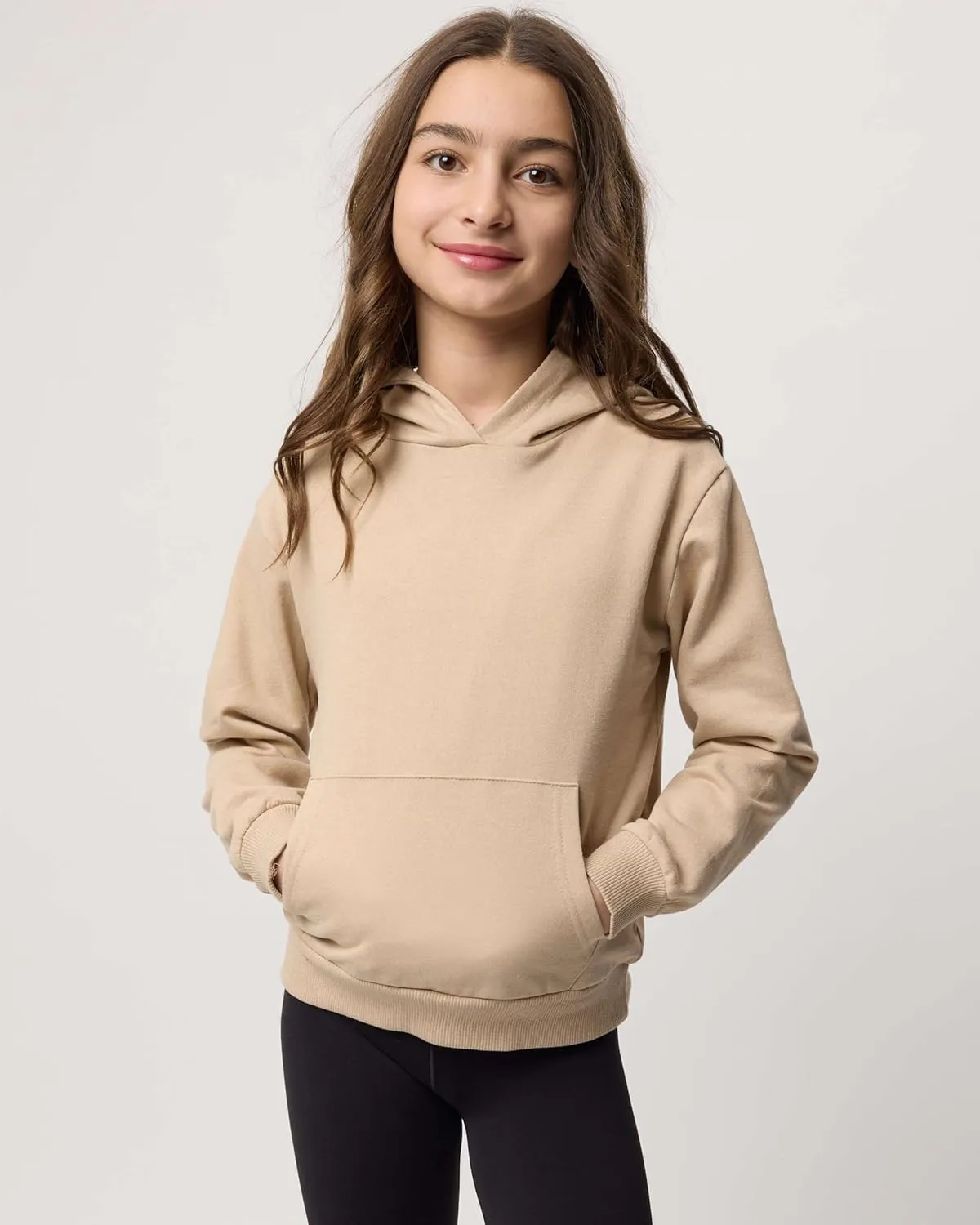 Real Essentials 3 Pack: Girls' Soft Brushed Fleece Pullover Hoodie Sweatshirt With Kangaroo Pocket (Ages 7-16)