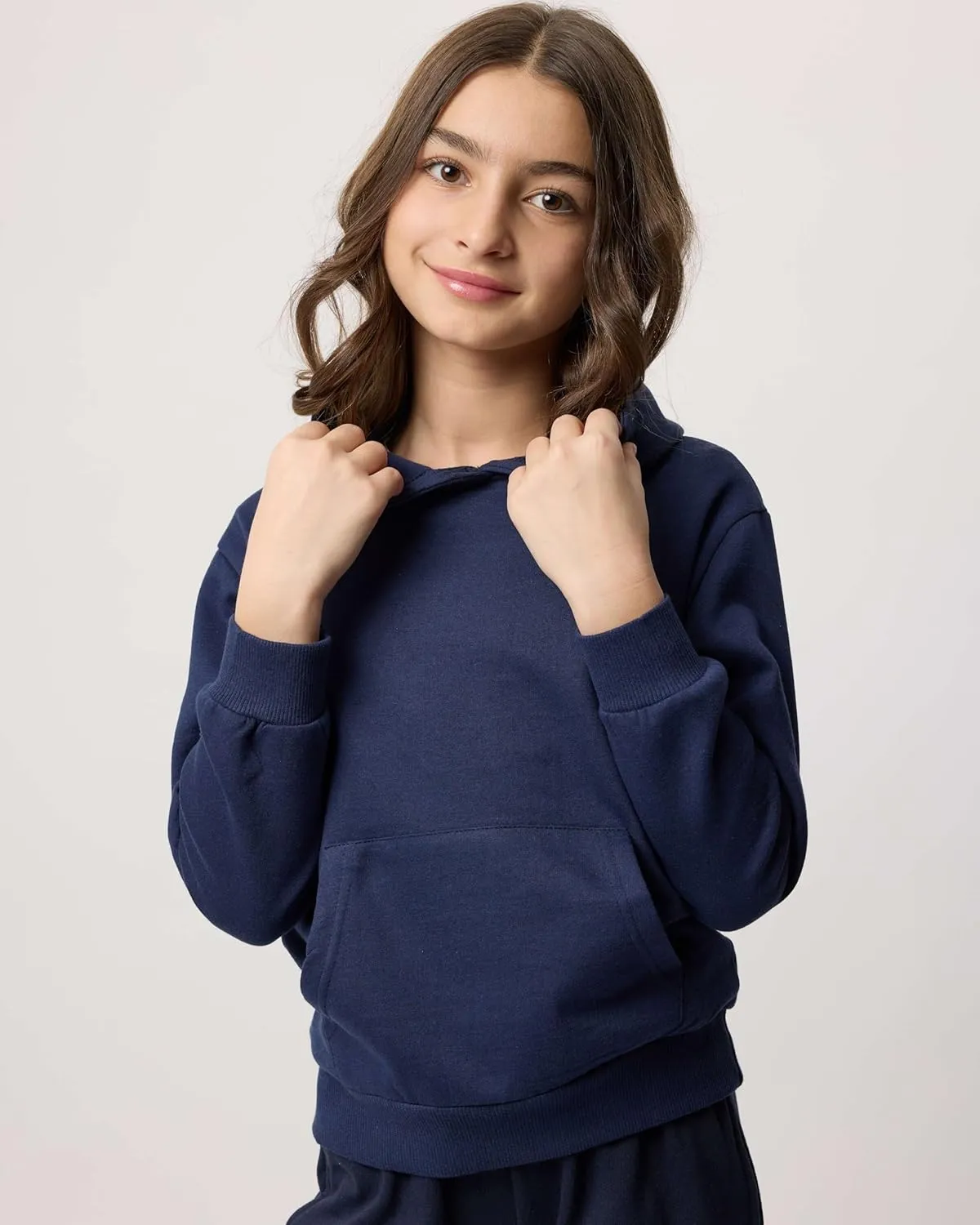Real Essentials 3 Pack: Girls' Soft Brushed Fleece Pullover Hoodie Sweatshirt With Kangaroo Pocket (Ages 7-16)