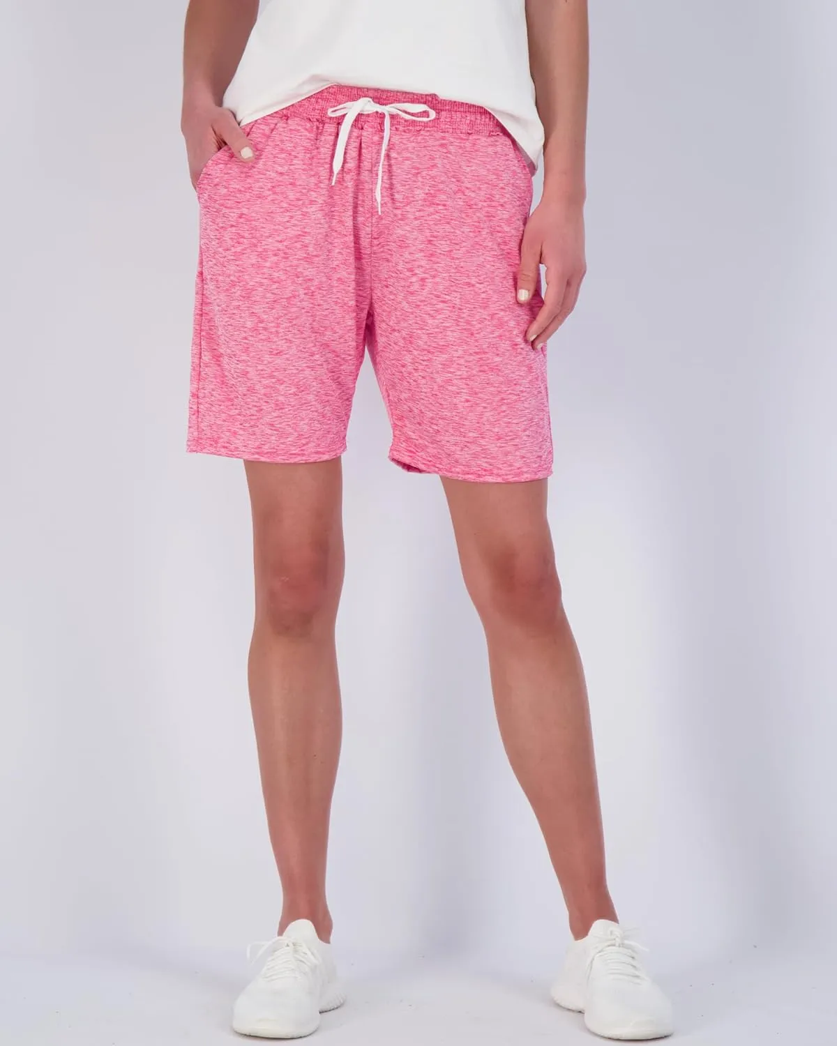Real Essentials 4 Pack: Women's Dry-Fit Athletic 7" Bermuda Long High Waisted Running Shorts (Available in Plus Size)