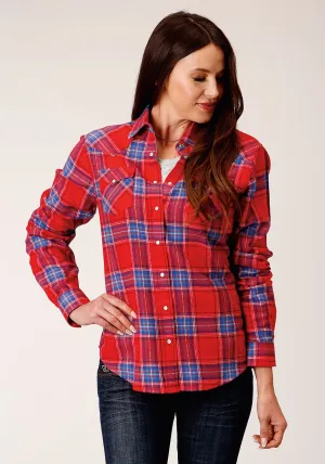 Roper Womens Unlined Flannel Red 100% Cotton L/S Shirt