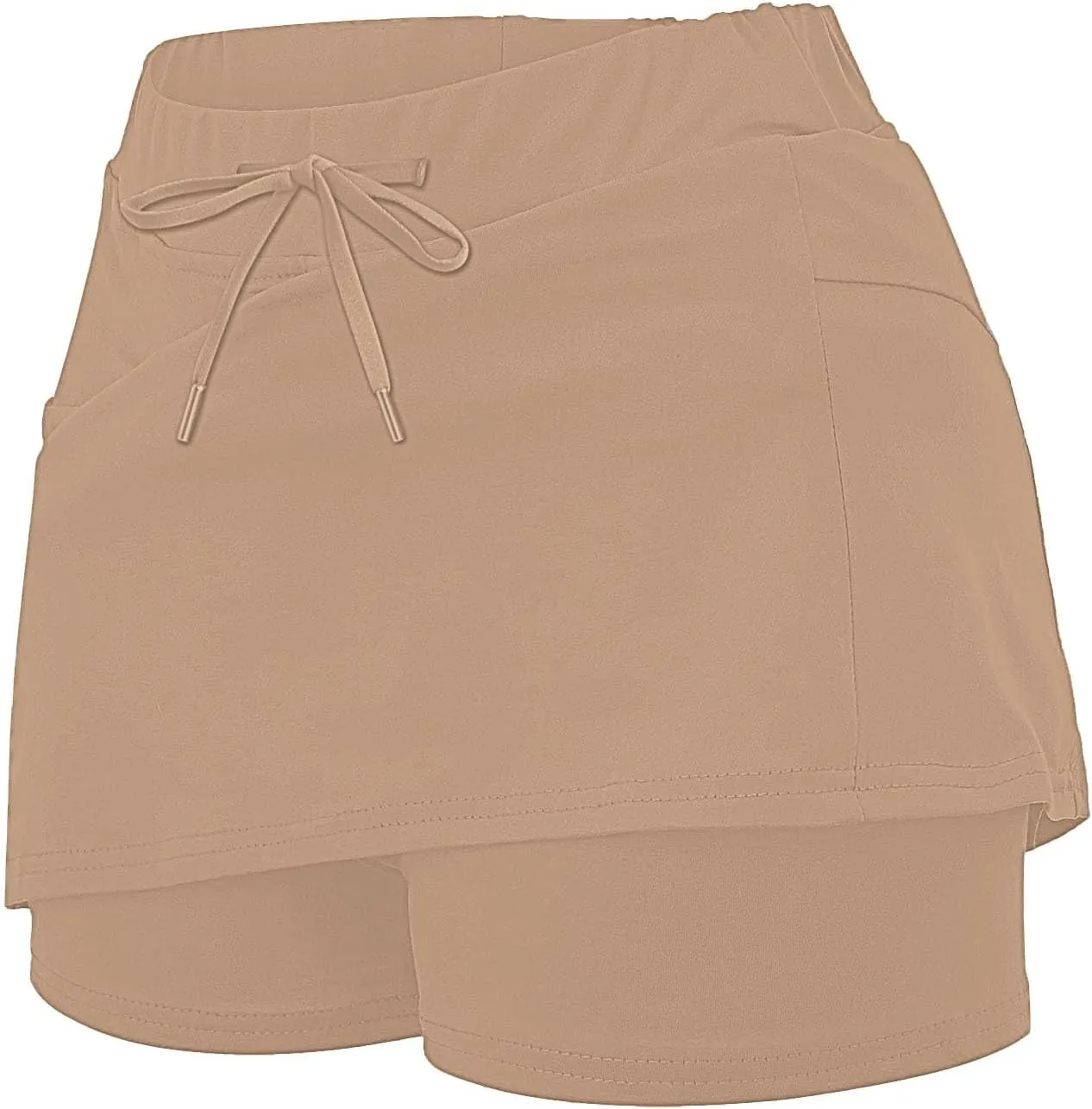 Skort for Women Plus Size Drawstrings High Waisted Athletic Tennis Skirts Tummy Control Yoga Shorts with Pockets
