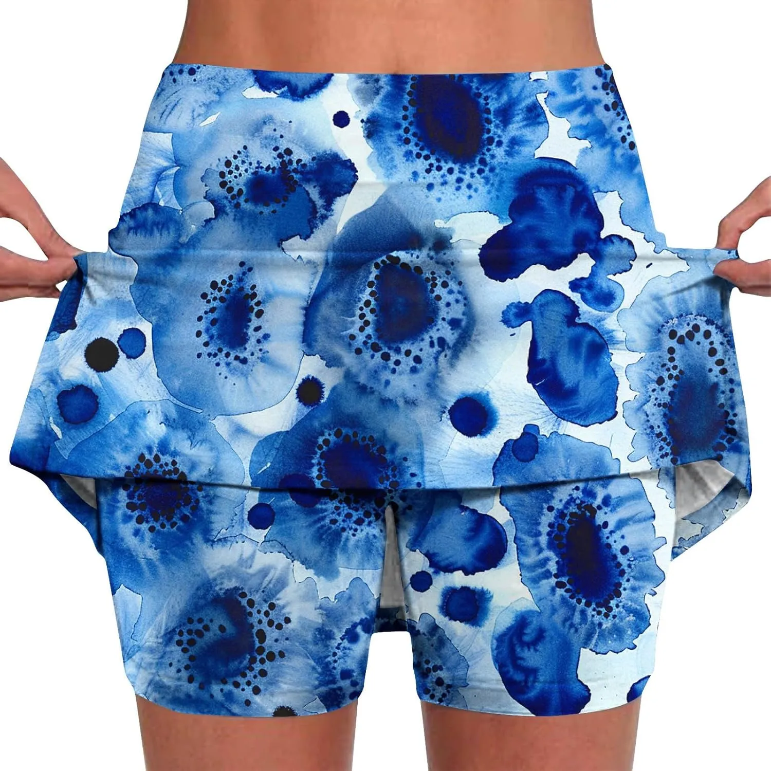 Skorts for Women Dressy Casual Tie Dye Skirts for Women High Waist Athletic Golf Tennis Skirt with Built in Shorts