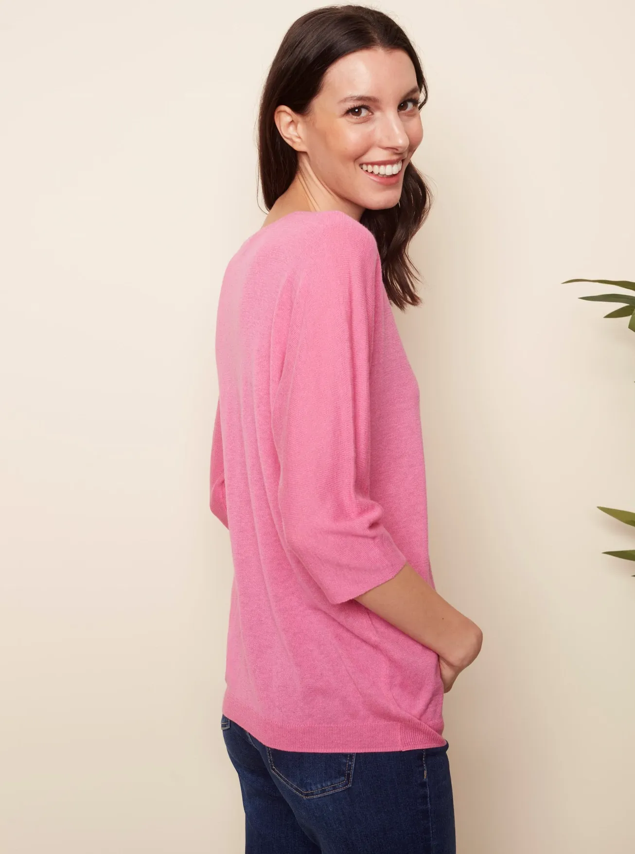 Solid Cotton Sweater [Fuschia-C2219]