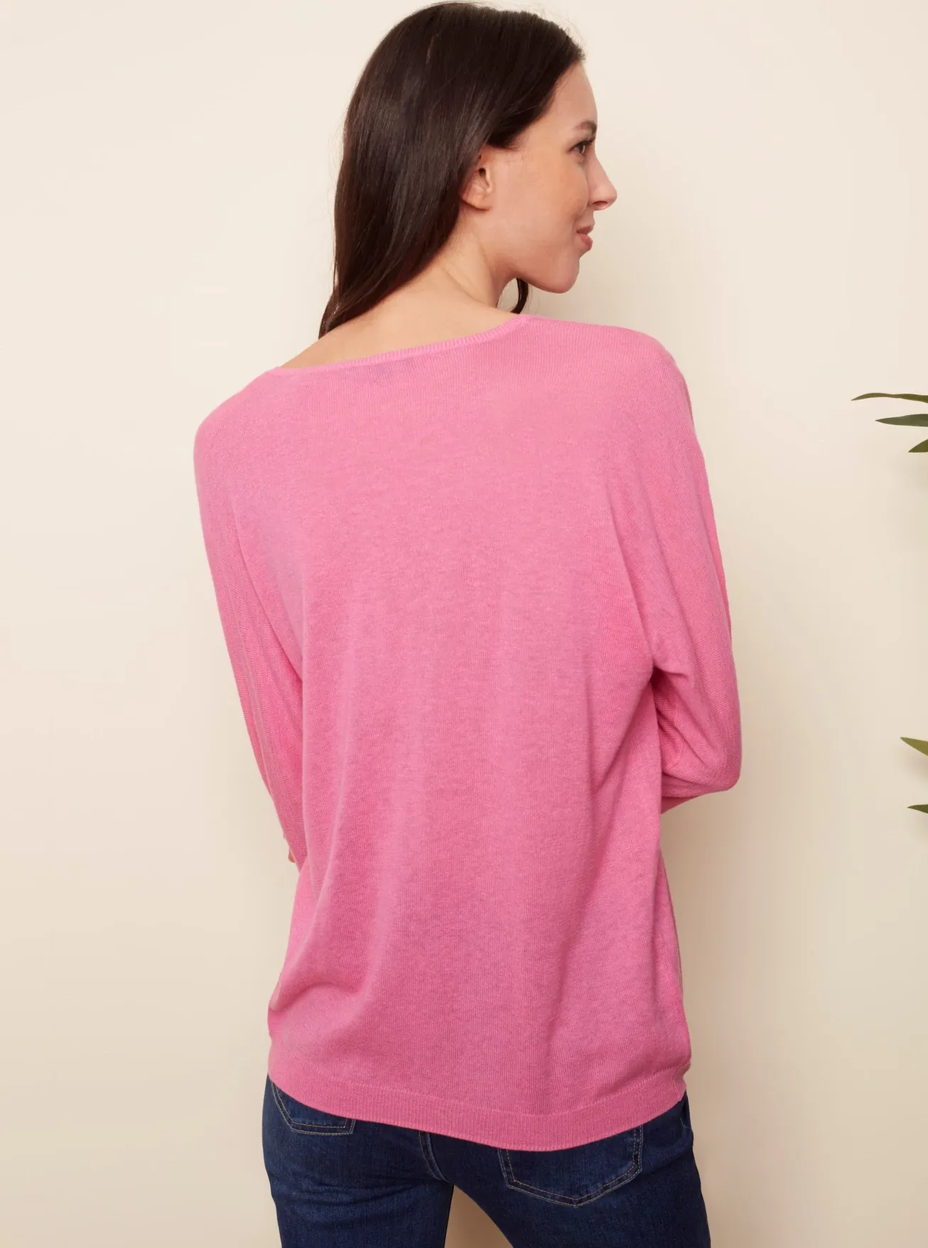 Solid Cotton Sweater [Fuschia-C2219]