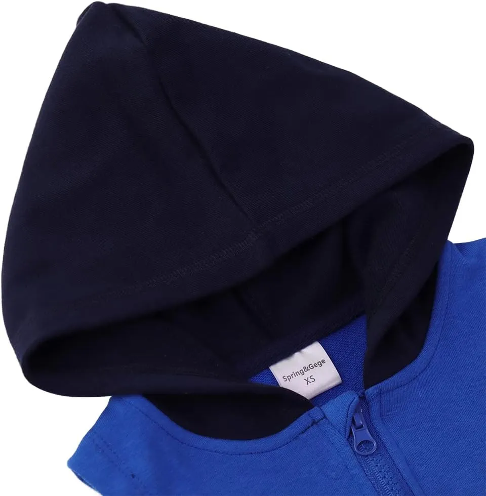 Spring&Gege Boys Full Zip Sleeveless Hooded Vest Basic Zipper Tank Tops Sweatshirt with Pockets