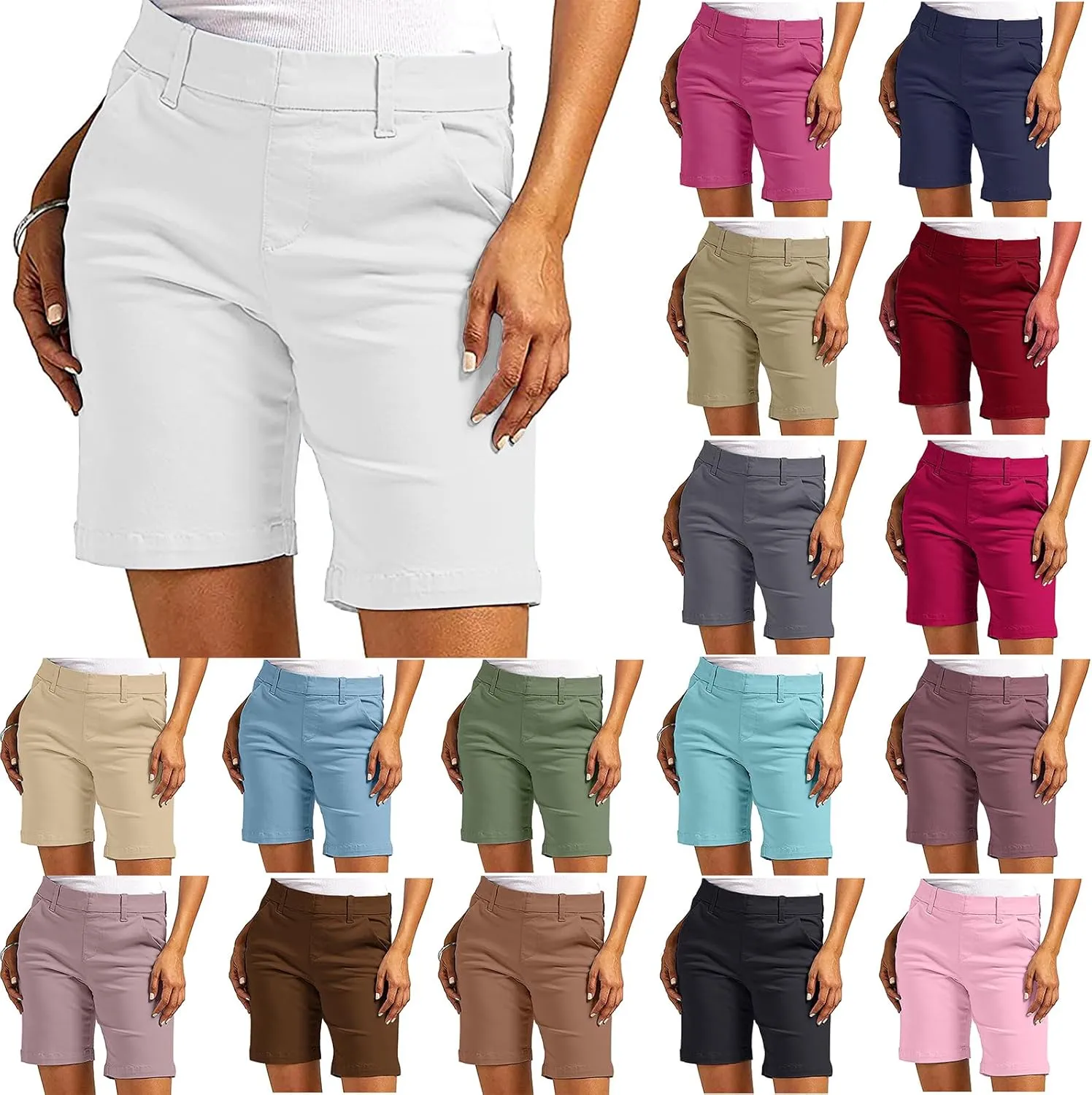 Suit Shorts for Women Stretchy Dressy Casual High Waisted Lounge Short Pants with Pockets Comfy Elagant Work Outfits