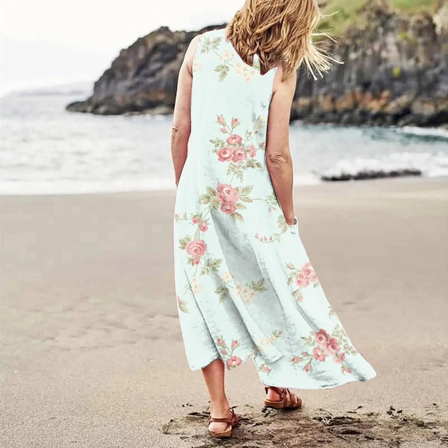 Summer Linen Dresses for Women 2025 Trendy Sleeveless Beach Vacation Travel Dress Casual Maxi Sun Dresses