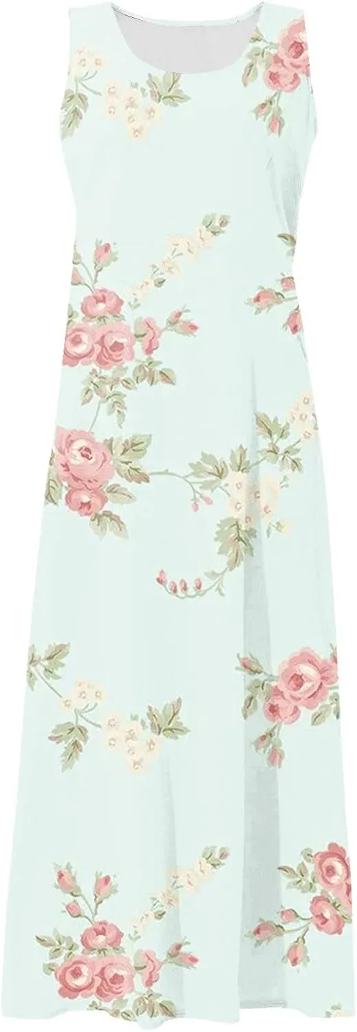Summer Linen Dresses for Women 2025 Trendy Sleeveless Beach Vacation Travel Dress Casual Maxi Sun Dresses