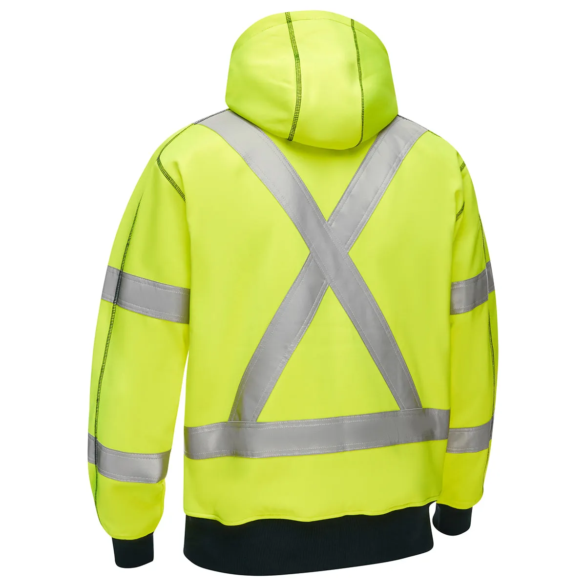 Sweatshirt - PIP Bisley® ANSI Type R Class 3 CSA Z96 X-Back Full Zip Hooded Sweatshirt with Sherpa Lining, PC323M6988X