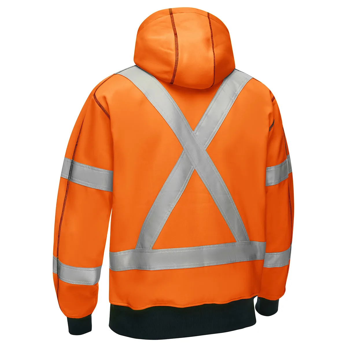 Sweatshirt - PIP Bisley® ANSI Type R Class 3 CSA Z96 X-Back Full Zip Hooded Sweatshirt with Sherpa Lining, PC323M6988X
