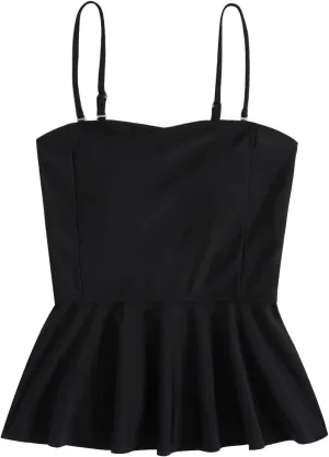 SweatyRocks Women's Ruffle Bikini Swimsuit Top Detachable Spaghetti Straps Bathing Suit Peplum Tops