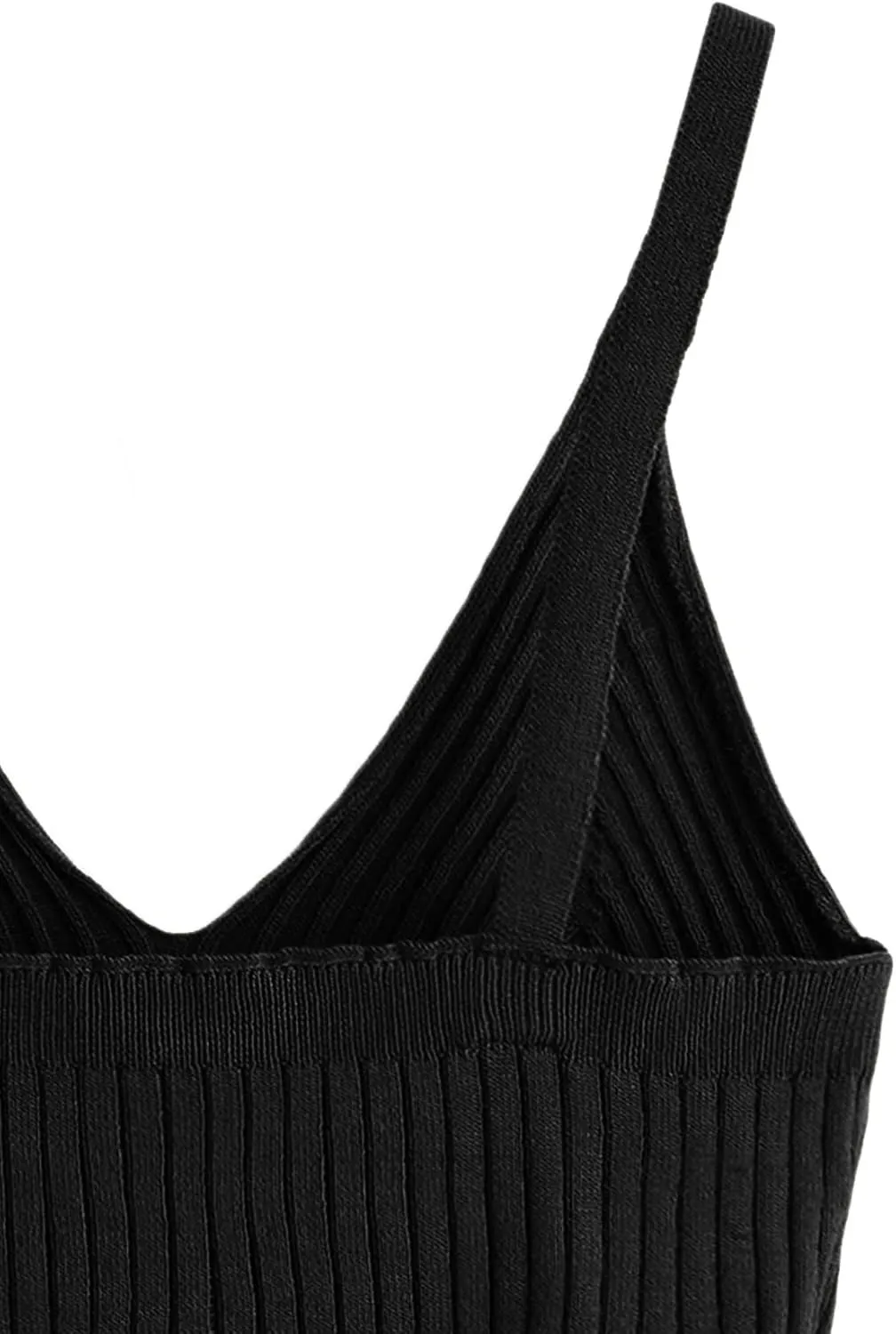 SweatyRocks Women's V Neck Crop Cami Top Ribbed Knit Spaghetti Strap Sleeveless Vest