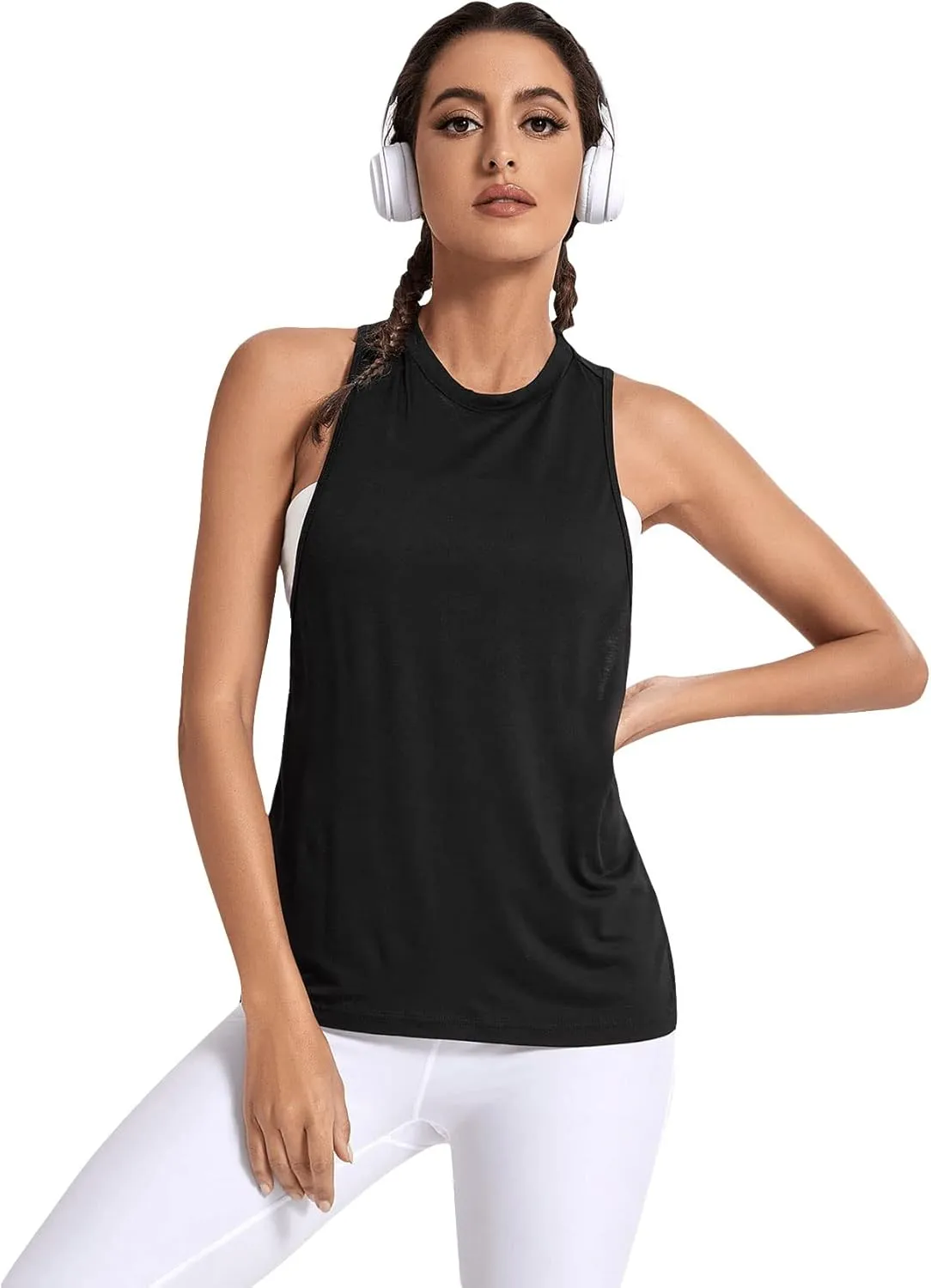 SweatyRocks Women's Workout Yoga Tops Sheer Mesh Gym Exercise Shirts Flowy Tank Top