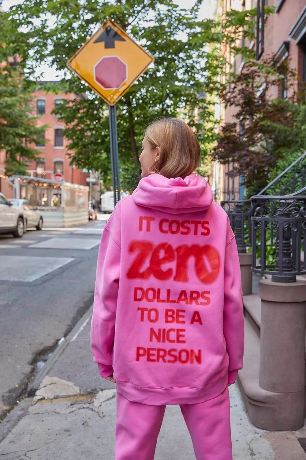 The Mayfair Group It Costs $0.00 To Be A Nice Person Pink Hoodie
