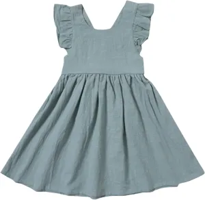 Toddler Linen Dress Baby Girls Ruffle Sleeveless Casual Party Dresses Summer Beach Sundress Mini Dresses
