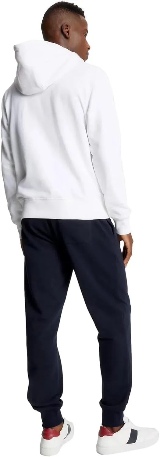 TOMMY HILFIGER Men's Iconic Fleece Embroidered Tommy Logo Pullover Hoodie Sweatshirt Collection 2024, Medium, Black