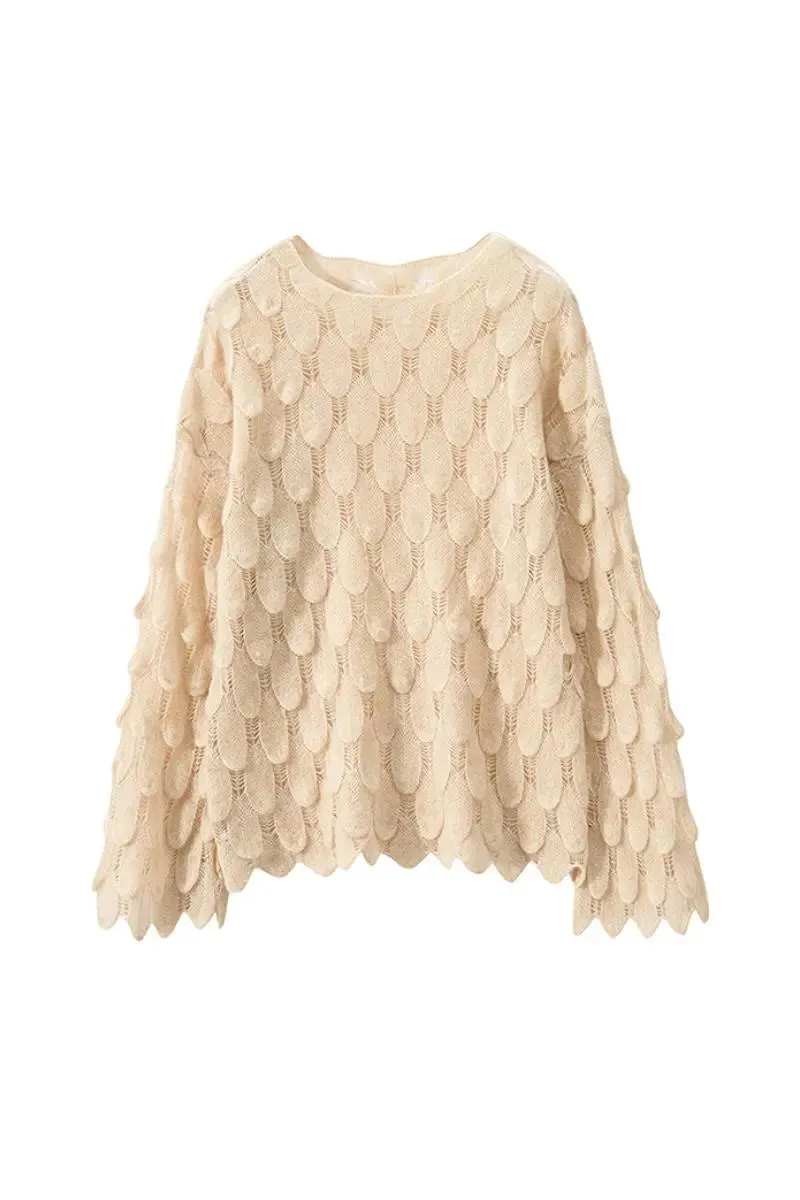 Ultra-Light 100 Cashmere Leaf-Knit Sweater