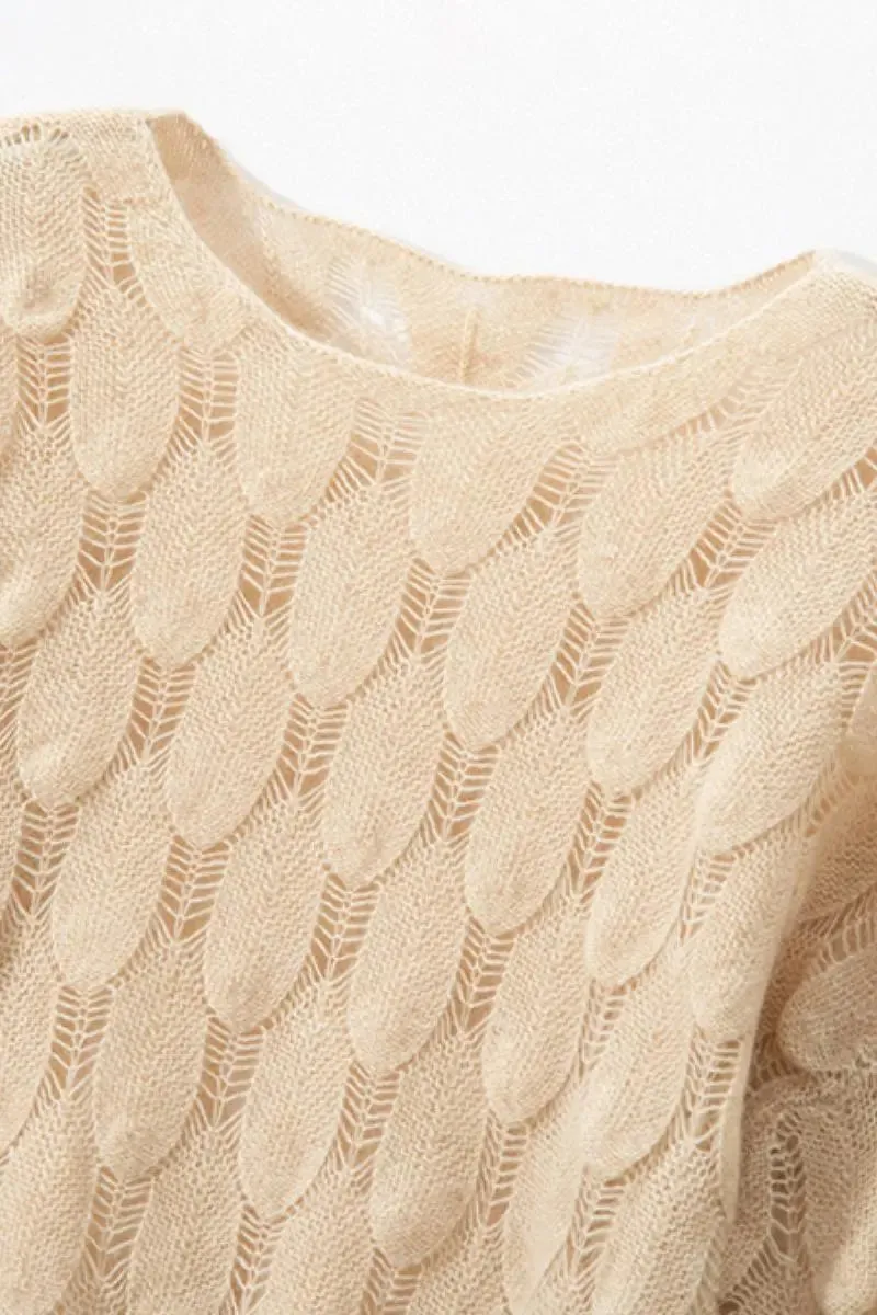 Ultra-Light 100 Cashmere Leaf-Knit Sweater