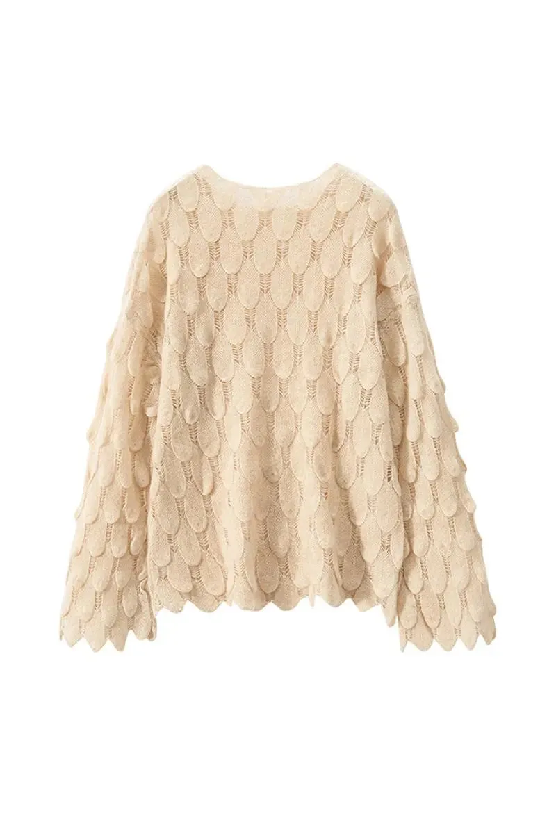 Ultra-Light 100 Cashmere Leaf-Knit Sweater