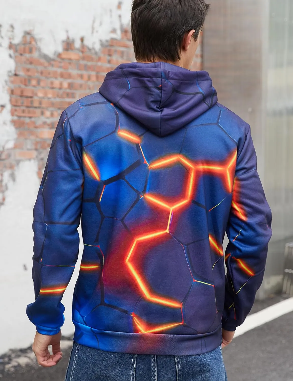 Unisex Cool 3D Fleece Liner Hoodies Upgrade Quality Pullover Novelty Print Sweatshirt With Front Pocket S-XXL