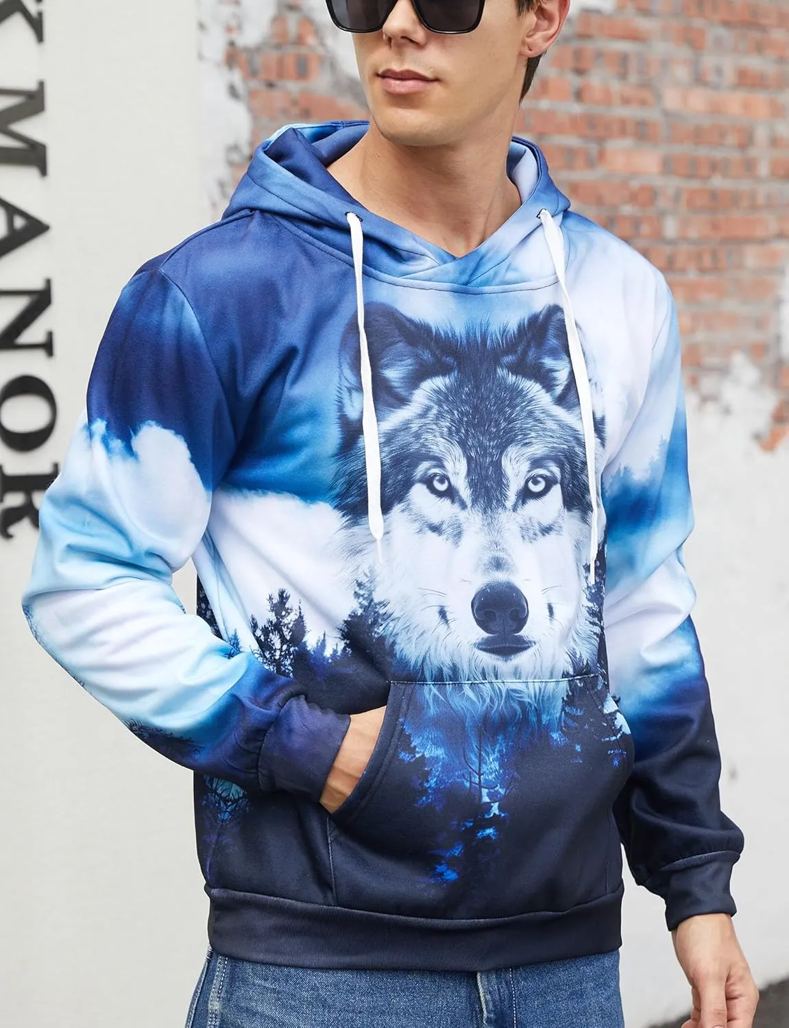 Unisex Cool 3D Fleece Liner Hoodies Upgrade Quality Pullover Novelty Print Sweatshirt With Front Pocket S-XXL