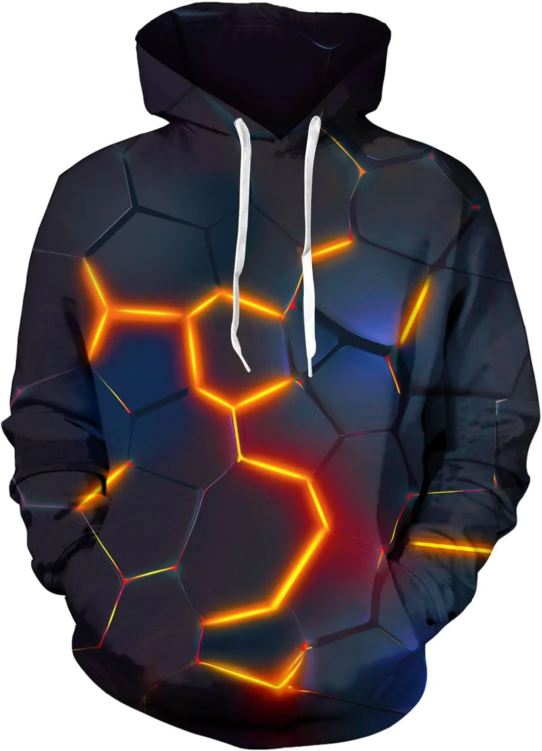 Unisex Cool 3D Fleece Liner Hoodies Upgrade Quality Pullover Novelty Print Sweatshirt With Front Pocket S-XXL